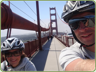 Riding the Golden Gate bridge to Sausalito