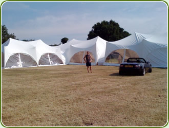 The marquee takes shape