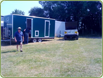 Derek makes sure he's the first visitor to the lavvy