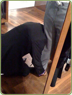 Lace enjoying a moment between Jon's legs