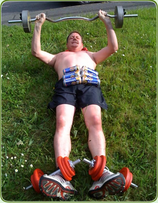 Guy puts on weight - Don't worry, Its just the dumbells